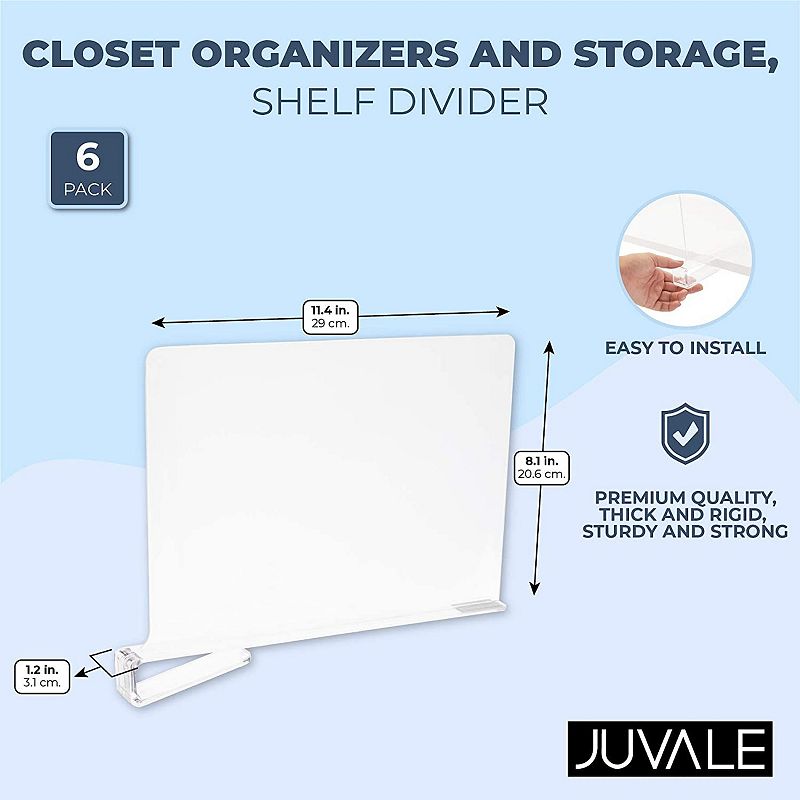 Closet Organizers and Shelf Dividers for Storage (8.25 x 11 in 6 Pack)