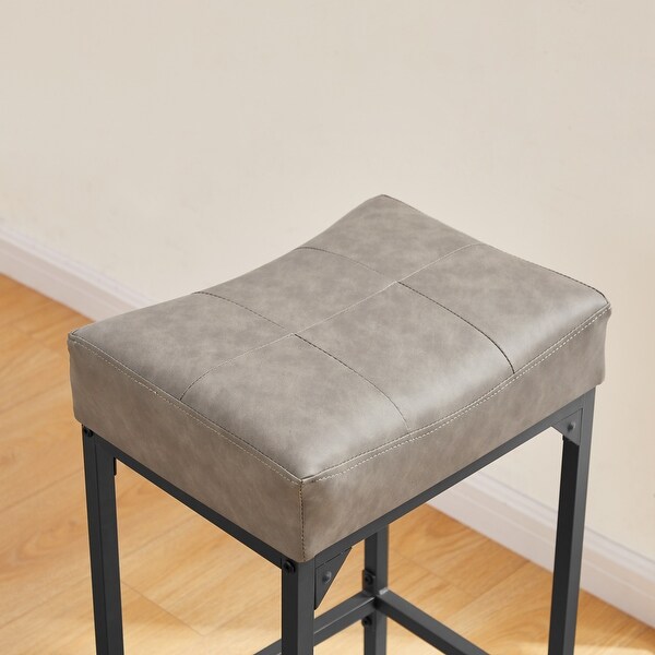 2pcs Bar Stool with Soft PU Leather Cushion and Footrest