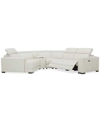 Furniture Jenneth 5-Pc. Leather Sofa with 2 Power Motion Recliners and Cuddler