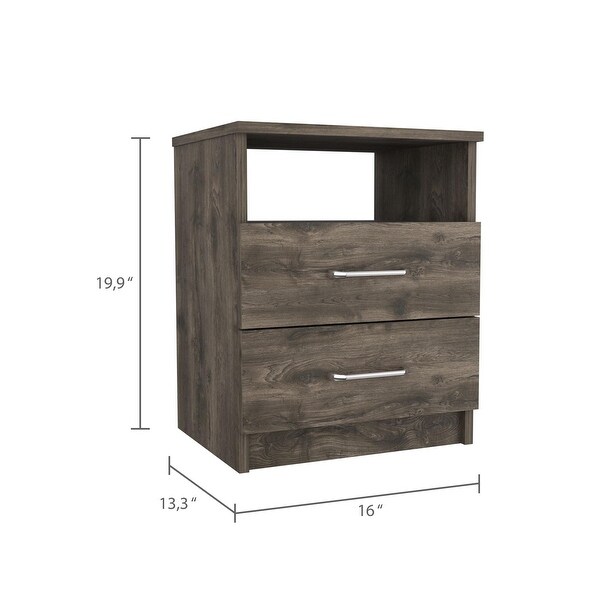 Superior Top Nightstand with 2 Drawers and 1 Shelf - - 37669195