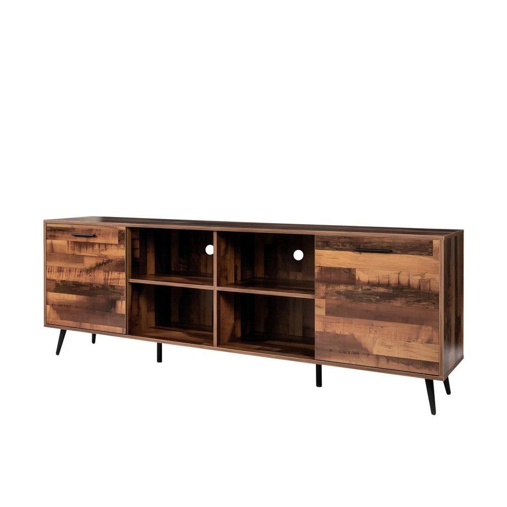 TV Stand Media Entertainment Center Mid Century Modern TV Console Table with Storage Cabinet Doors for Living Room