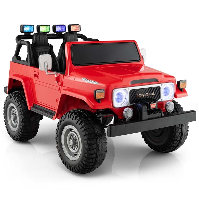 Licensed Toyota FJ40 2-Seater Kids Ride On Truck 12V Battery Powered Electric Riding Toy Car with Laser Lights