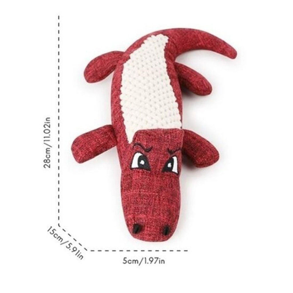 Fridja Skinny Peltz No Stuffing Squeaky Plush Dog Toy， Crocodile， Raccoon， and Squirrel - Large