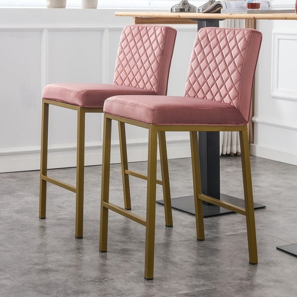 Modern Counter Height Velvet Bar Stools(set of 2)