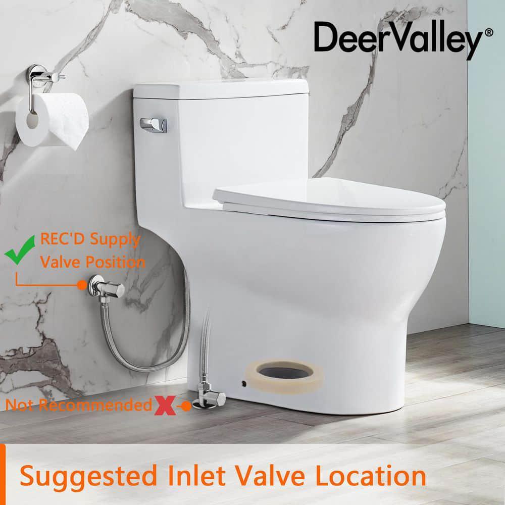 DEERVALLEY DeerValley Concord 12 in Rough in Size 1Piece 128 GPF Single Flush Elongated Toilet in White Seat Included