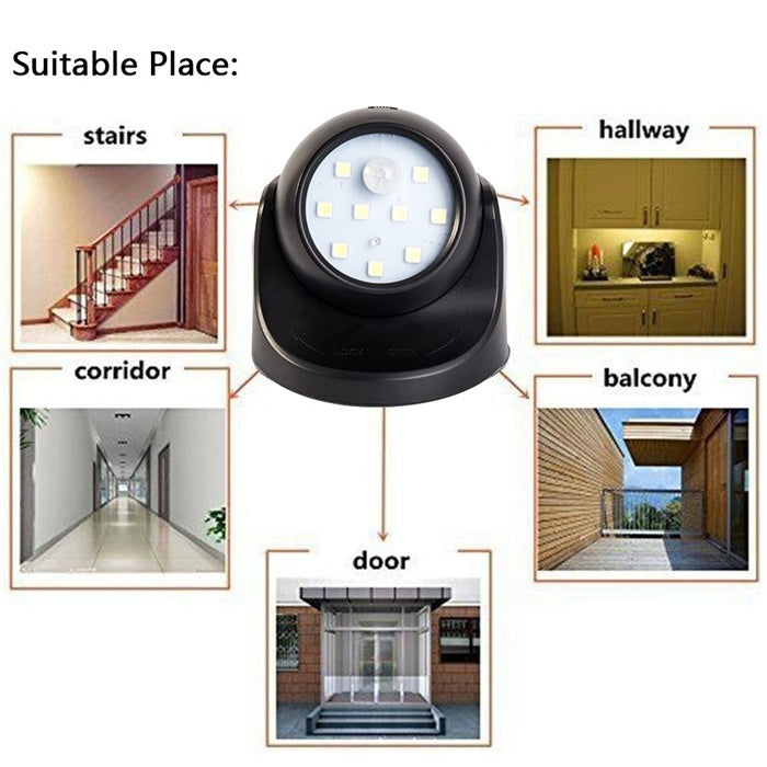 Willstar 1Pcs 360° Battery Operated Indoor Outdoor Garden Motion Sensor Security Led Light