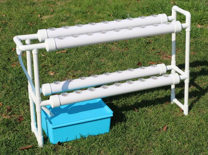 TECHTONGDA Hydroponic 36 Plant Site Grow Kit 75mm Plant Pipe with Pump Baskets Grow System 4 Pipes 2 Layers