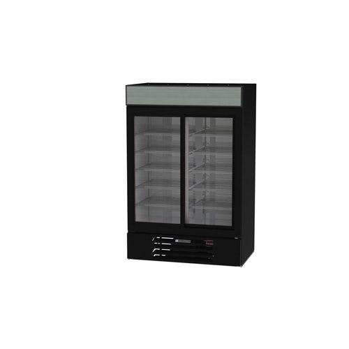 Beverage-Air MMR45HC-1-B MarketMax Glass Door Merchandiser， Refrigerator， Black， Sliding Doors， 45 Cu. Ft.