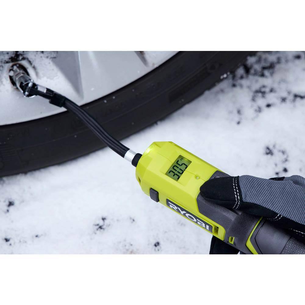 RYOBI USB Lithium Cordless High Pressure Portable Inflator Kit with 2.0 Ah USB Lithium Battery and Charging Cable FVIF51K