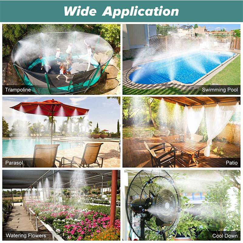 20FT/50FT Outdoor Misting Cooling System Misters for Patio Garden Grassland Misting Line