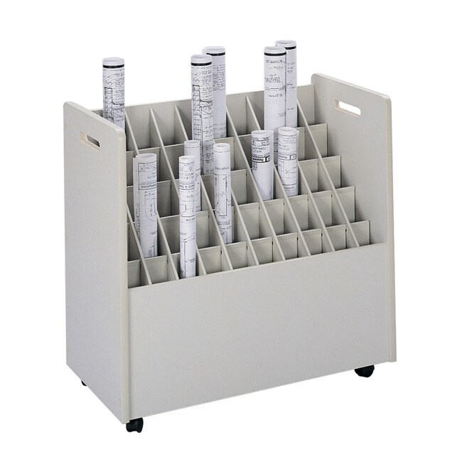 50 Compartment Mobile Roll File for Blueprints  Art  or Documents