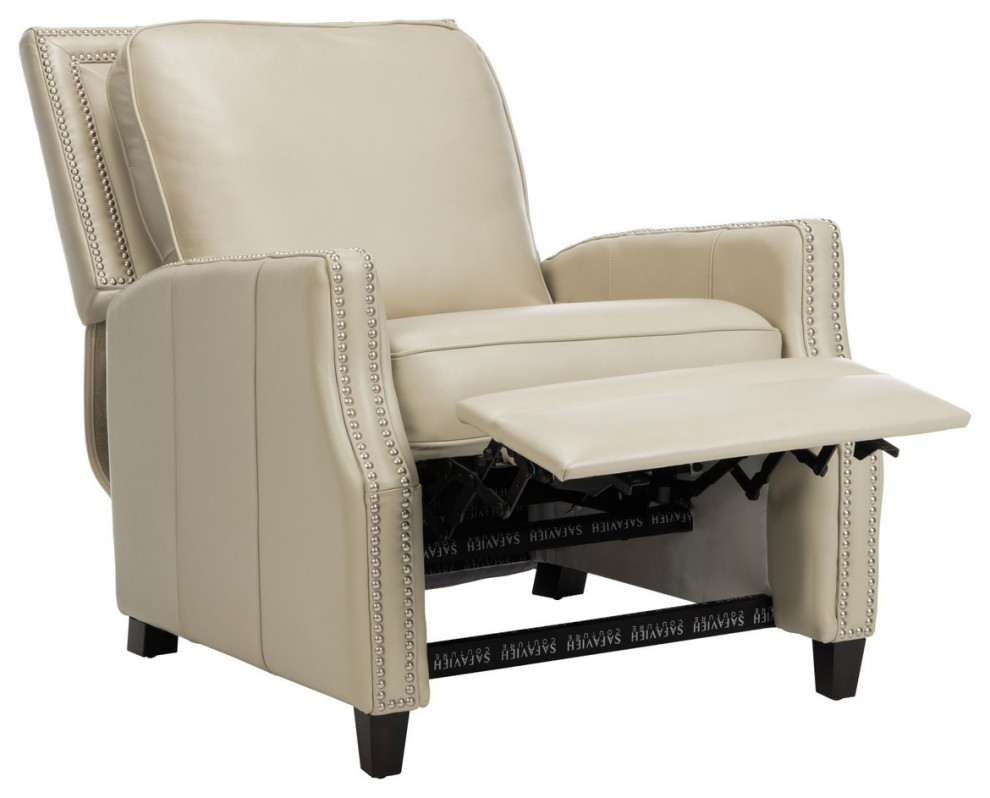 Stirling Leather Recliner Cream   Transitional   Recliner Chairs   by Peachtree Fine Furniture  Houzz