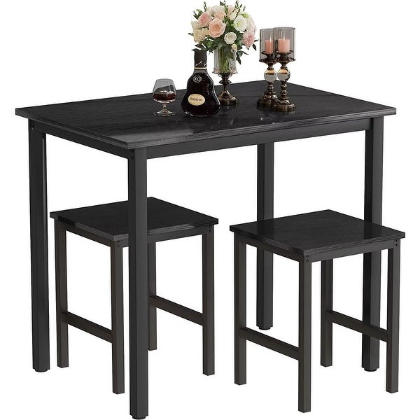 3 Piece Pub Dining Table Set， Industrial Bar Table Set with 2 stools for Home， Kitchen， Dining Room， Bar