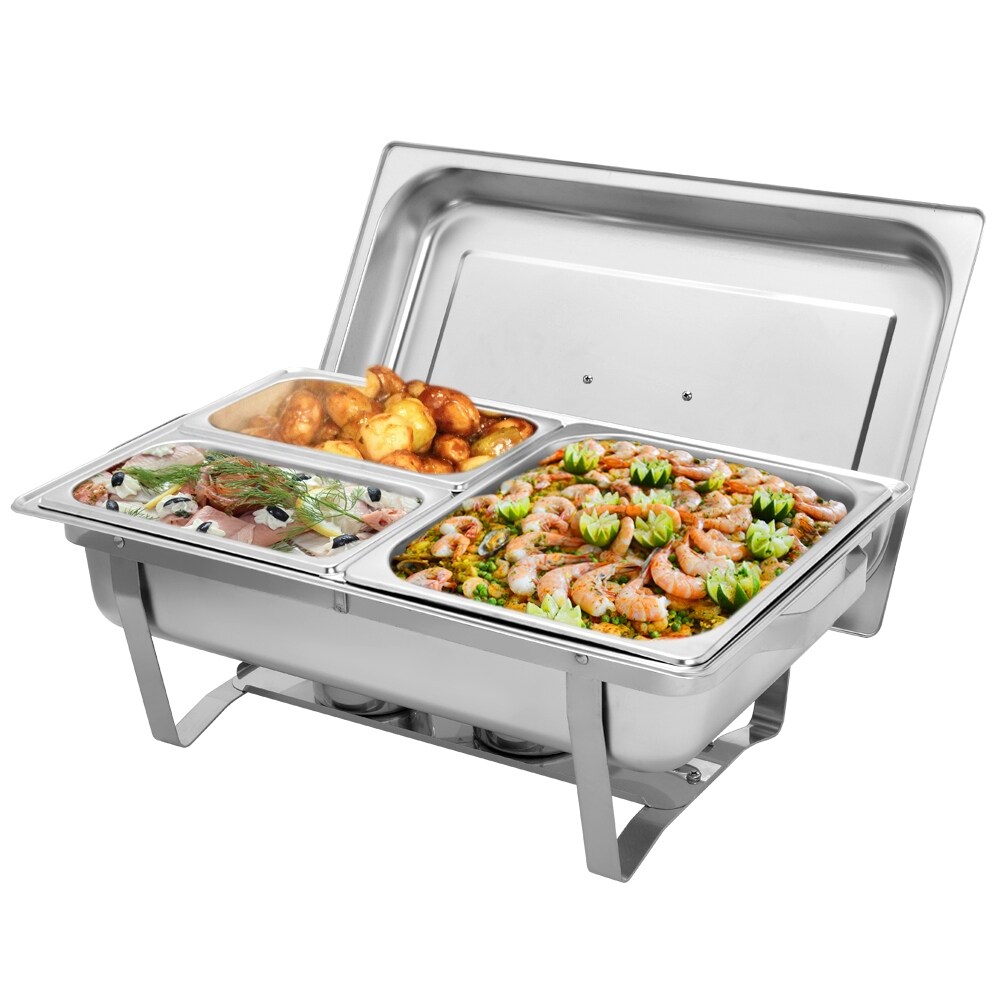 9L 1/2 Sets of Dishes Stainless Steel Rectangular Buffet Stove