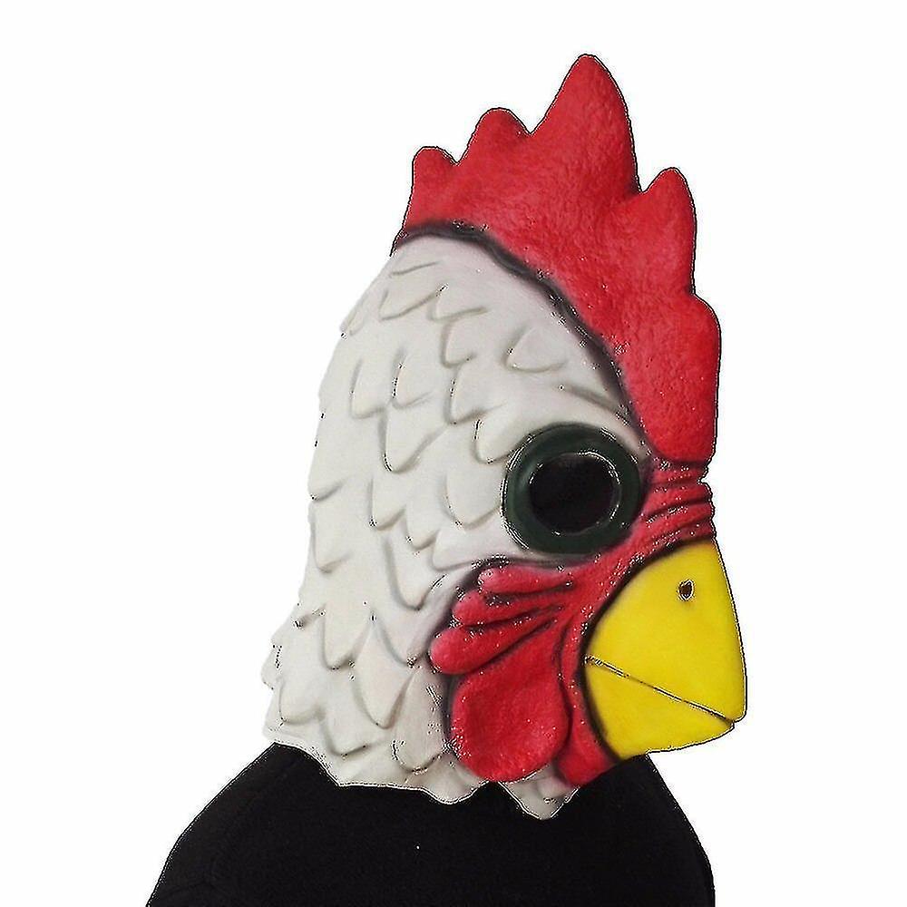 White Latex Rooster Adults Mad Chicken Cockerel Mask Halloween Scary Funny Masquerade   Mask Party M