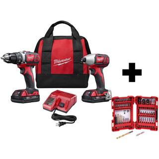 MW M18 18V Lithium-Ion Cordless Drill DriverImpact Driver Combo Kit (2-Tool) W 50PC Driving Bit Set 2691-22-48-32-4024