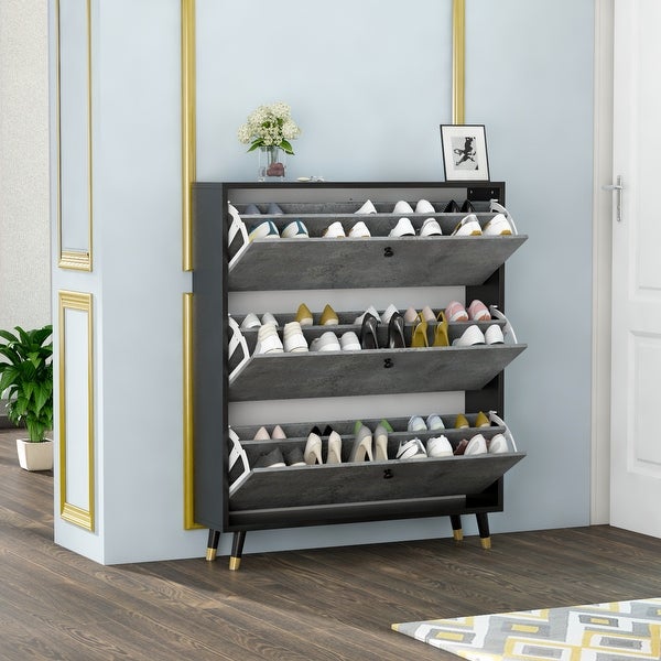 Contemporary 3-tier Shoe Storage Cabinet - - 34181353