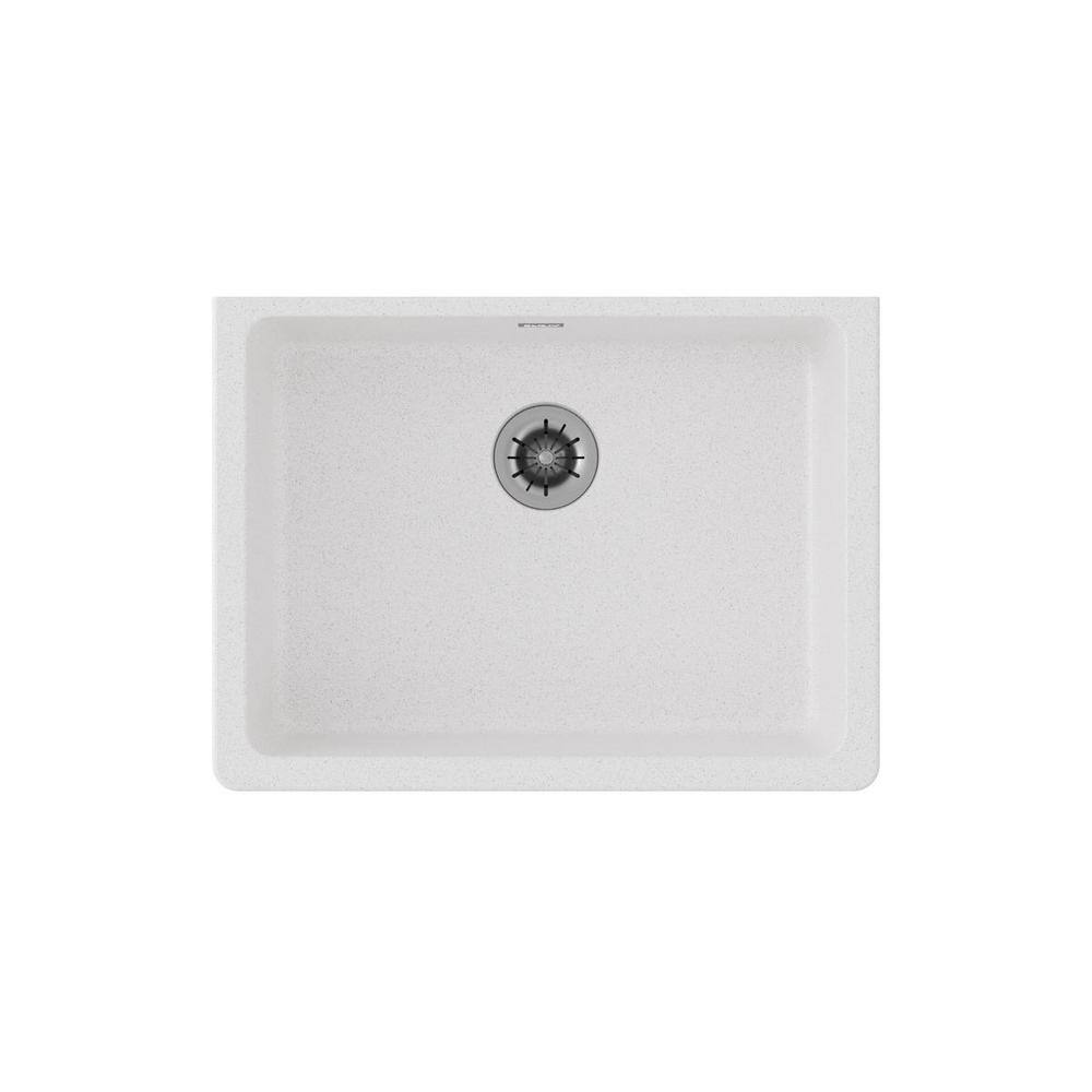 Elkay Quartz Classic White Quartz 25 in. Single Bowl Undermount Kitchen Sink with Perfect Drain ELGUAD2519PDWH0