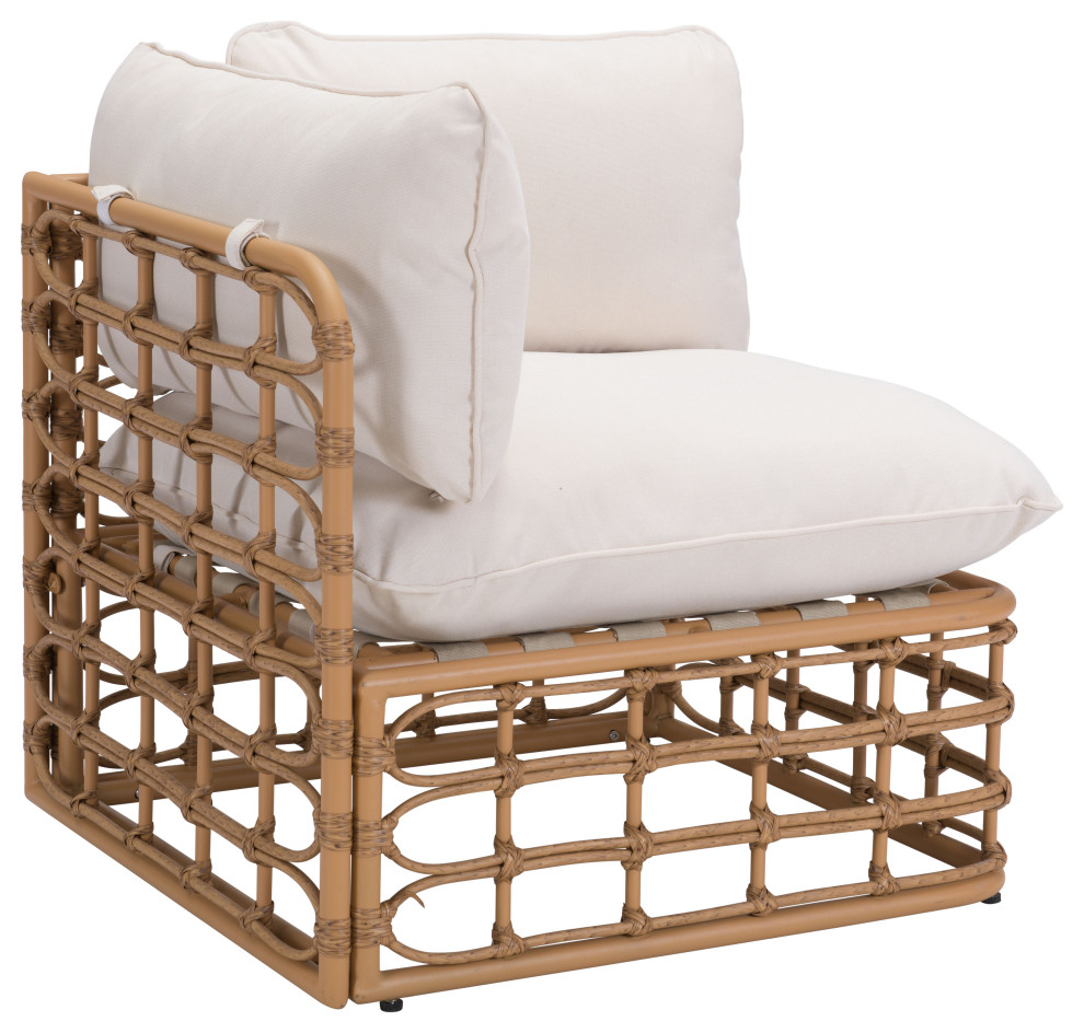 Kapalua Corner Chair  Beige  ampNatural   Tropical   Outdoor Lounge Chairs   by Zuo Modern Contemporary  Houzz