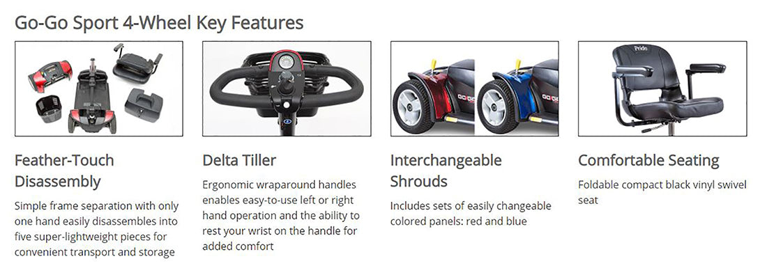 Pride Go-Go Sport 4-Wheel Scooter with Available Extended Warranty