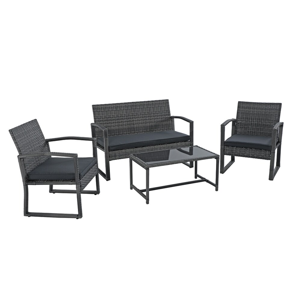 Steel/ Resin Wicker 4 piece Outdoor Patio Seating Set with Coffee Table