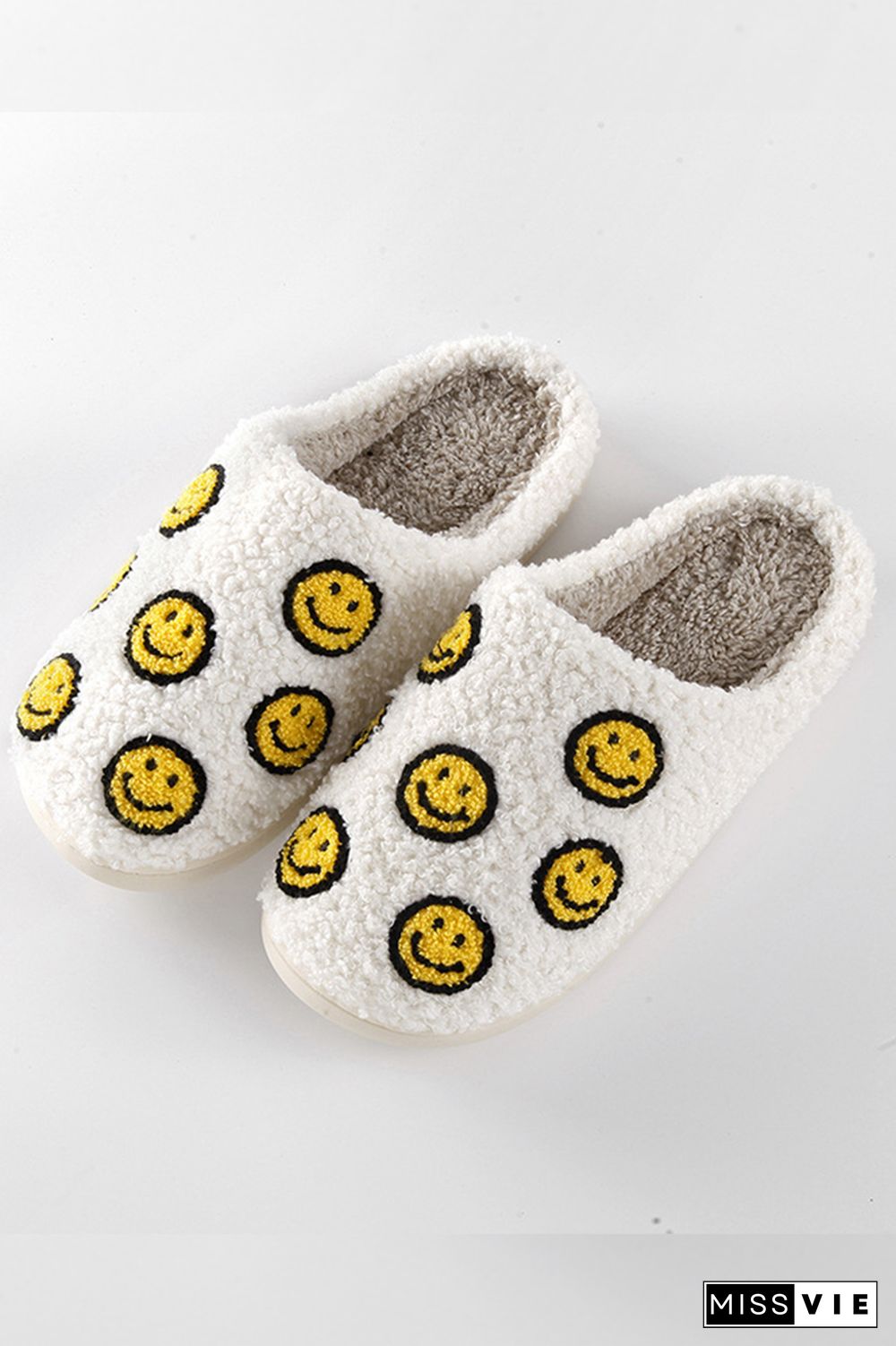 Smiles Knit Fluffy Slippers