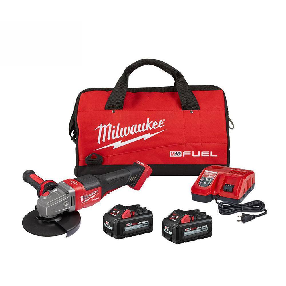 MW M18 FUEL 18V Lithium-Ion Brushless Cordless 4-12 in.6 in. Grinder with Paddle Switch Kit and Two 6.0 Ah Battery 2980-22