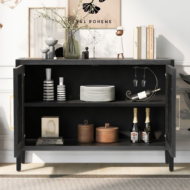 Modern Sideboard Buffet Storage Cabinet With Tempered Glass Doors And Adjustable Shelves modernluxe