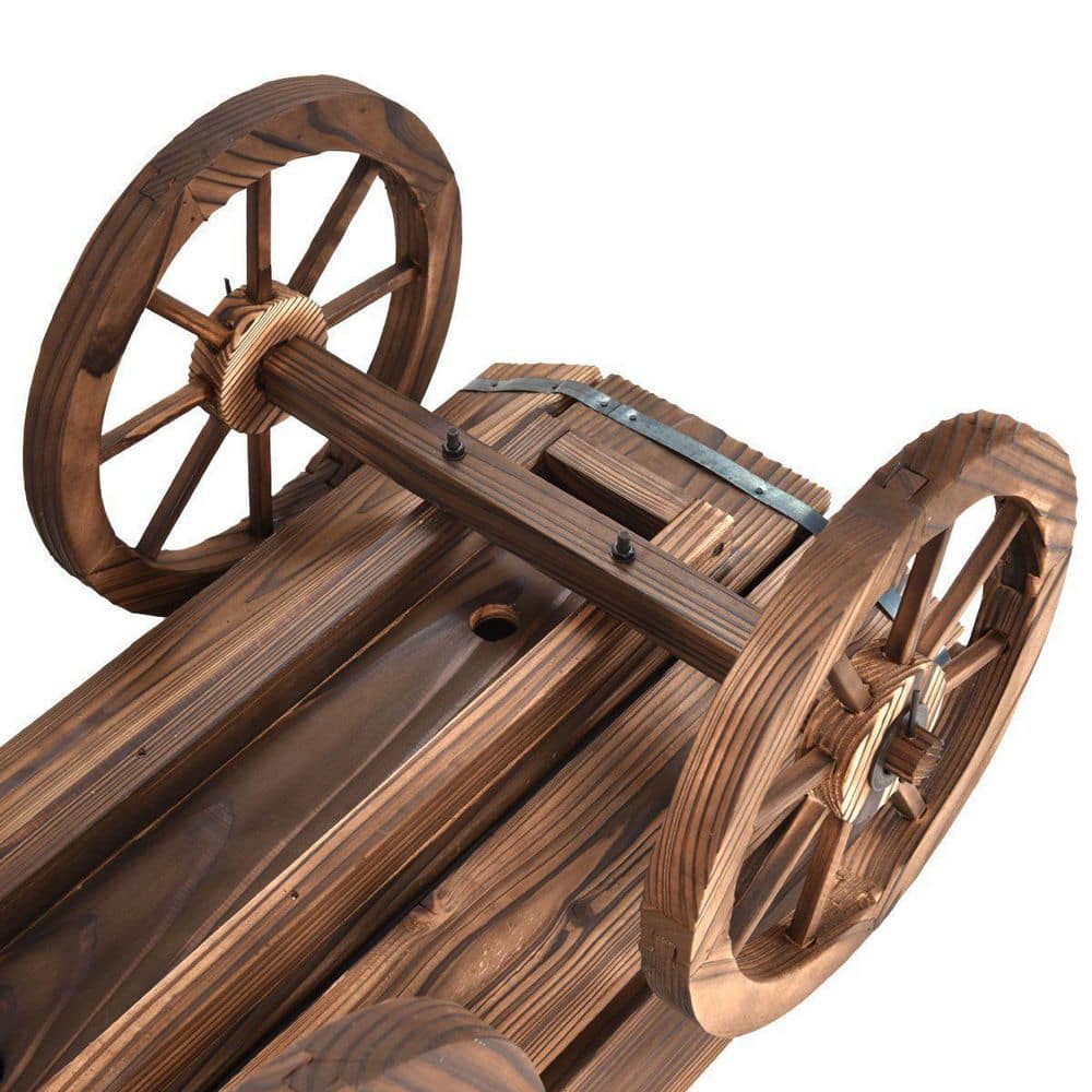 Wooden Wagon Flower Pot Flower Pot Stand with Wheels Home Garden Outdoor Decoration 169610506