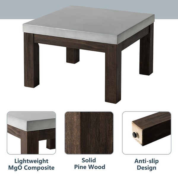 COSIEST Outdoor Solid Wood Square Coffee Table