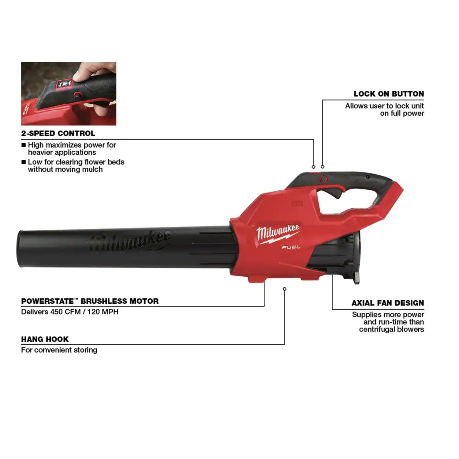 Milwaukee M18 18V Lithium-Ion Brushless Cordless String Trimmer with M18 FUEL 18V Lithium-Ion Brushless Blower， 2-Tool (2828-20-2724-20)