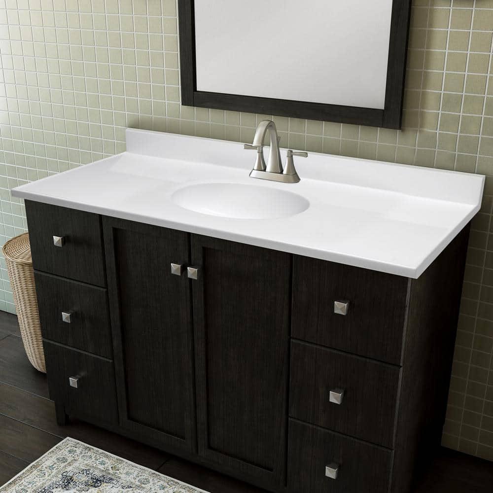 Design House 49 in W x 19 in D Cultured Marble Vanity Top in Solid White with Solid White Basin with 4 in Faucet Spread