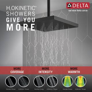 Delta 1-Spray Patterns 2.5 GPM 12 in. Wall Mount Fixed Shower Head with H2Okinetic in Matte Black 52161-BL25