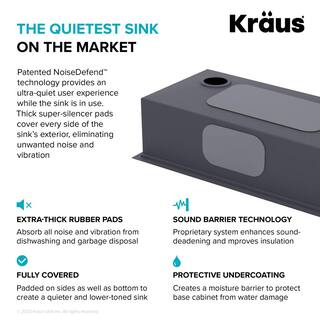 KRAUS Kore 16-Gauge Black Stainless Steel 33 in. Single Bowl Drop-In Workstation Kitchen Sink with Accessories KWT310-33PGM