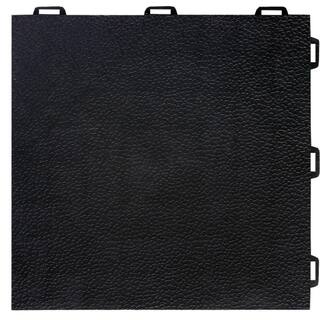 Greatmats StayLock Orange Peel Top Black 12 in. x 12 in. x 0.56 in. PVC Plastic Interlocking Basement Floor Tile (Case of 26) STLOP12x12BLK26