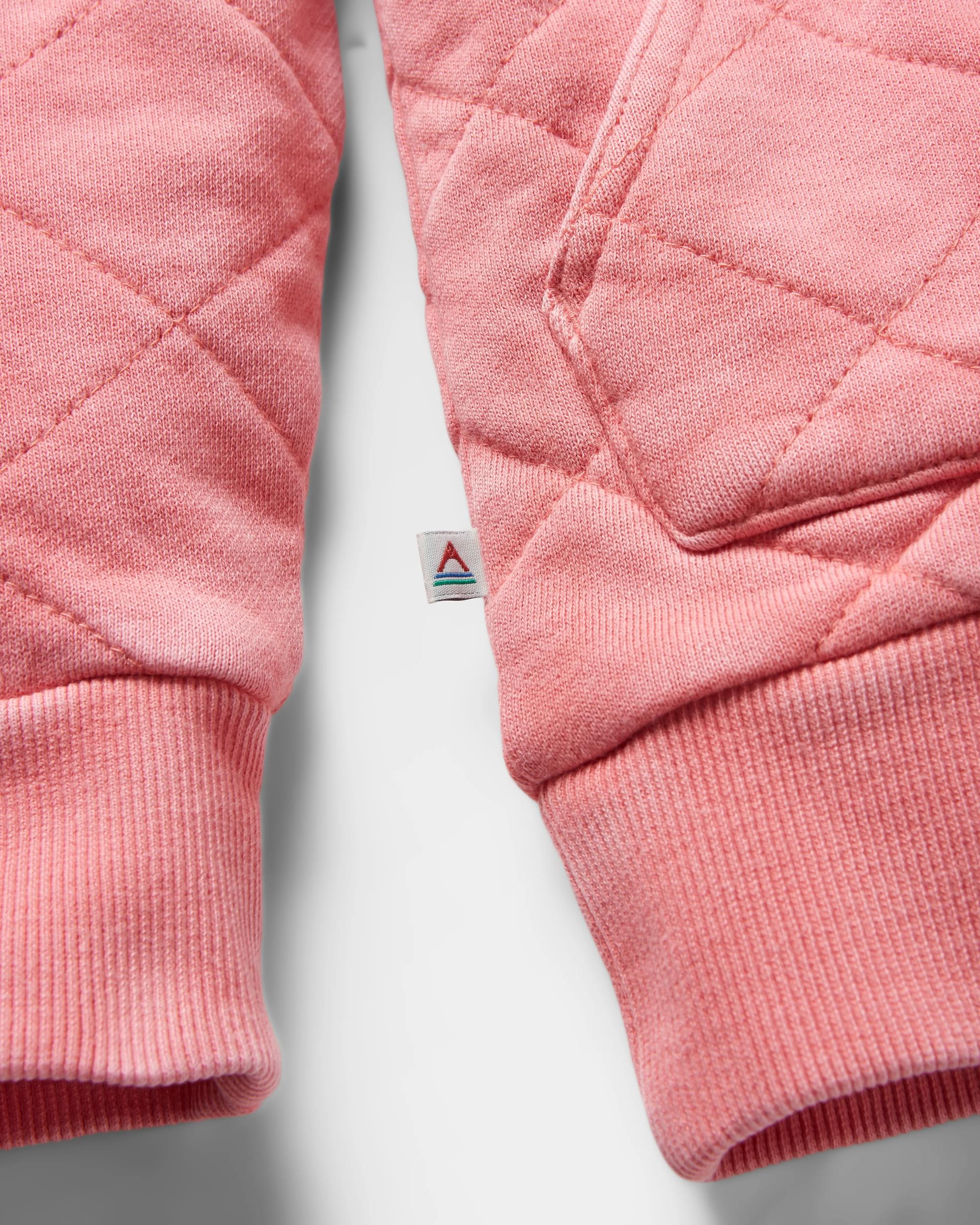 Clementine Recycled Quilted Popper Up Hoodie - Shell Pink