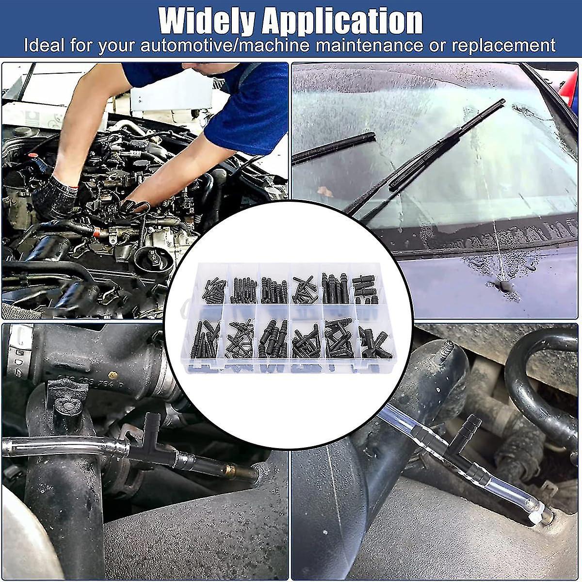 Vacuum Connector Assortment， 113 Pcs Nylon Barbed Type Vacuum Tubing Connector Assortment Kit， 12 Sizes Hose Tee Reducer And Straight Connec