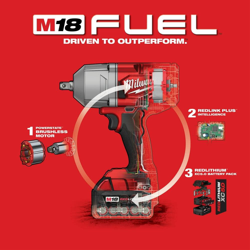 Milwaukee M18 FUEL High Torque 1/2 Impact Wrench with Pin Detent Kit 2766-22R from Milwaukee