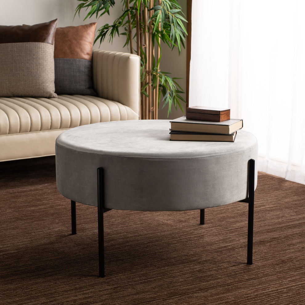 Lisbon Round Cocktail Ottoman Safavieh   Scandinavian   Footstools And Ottomans   by Safavieh  Houzz