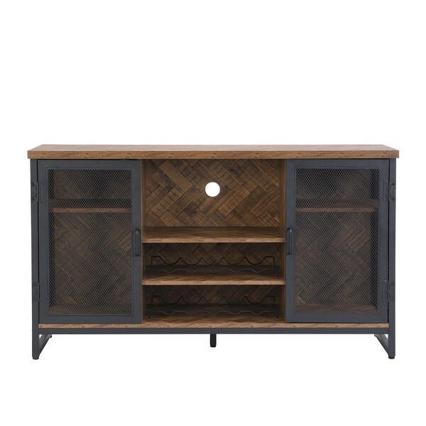 Wine Bar Cabinet for Liquor and Glasses， TV Stand and Media Entertainment Center Console Table