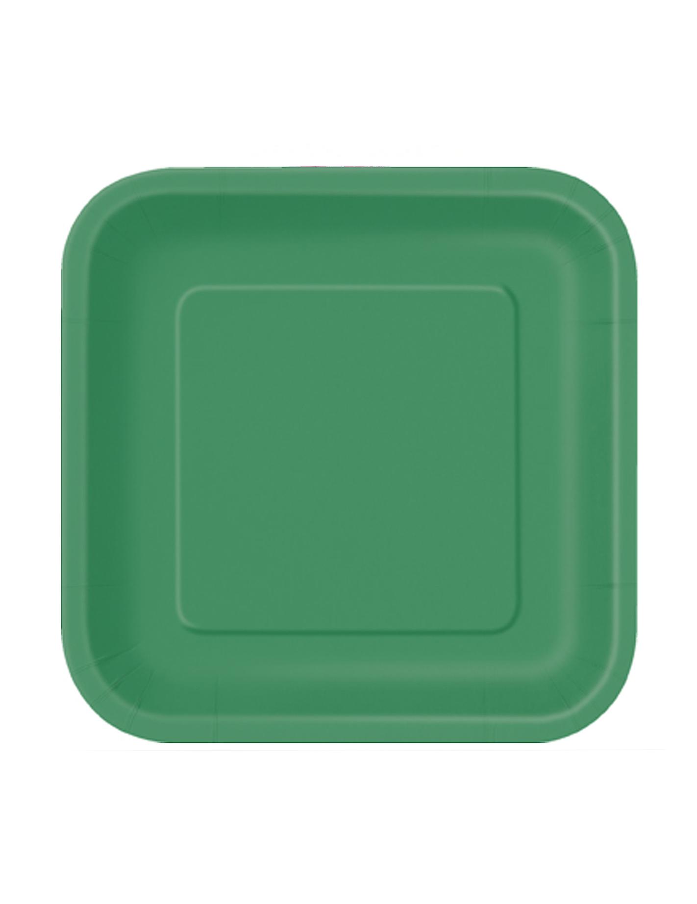 16 Small plates in emerald green cardboard 18 cm