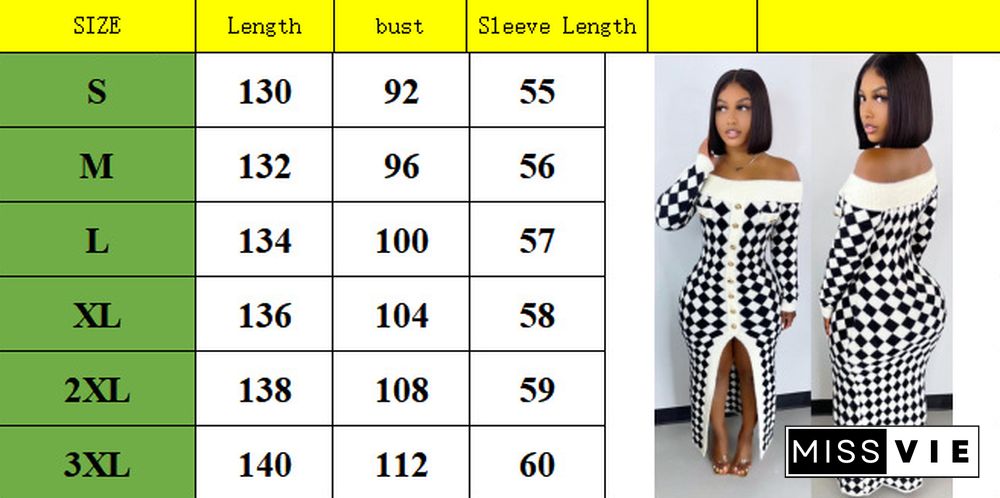 Houndstooth Contrast One-word Neck Tube Top Knitted Sweater Dress