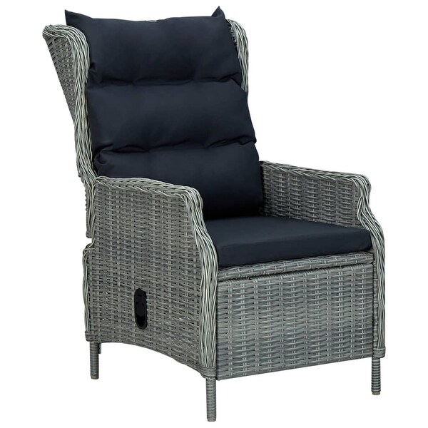 3 Piece Patio Lounge Set with Cushions Poly Rattan Light Gray - Overstock - 37573842