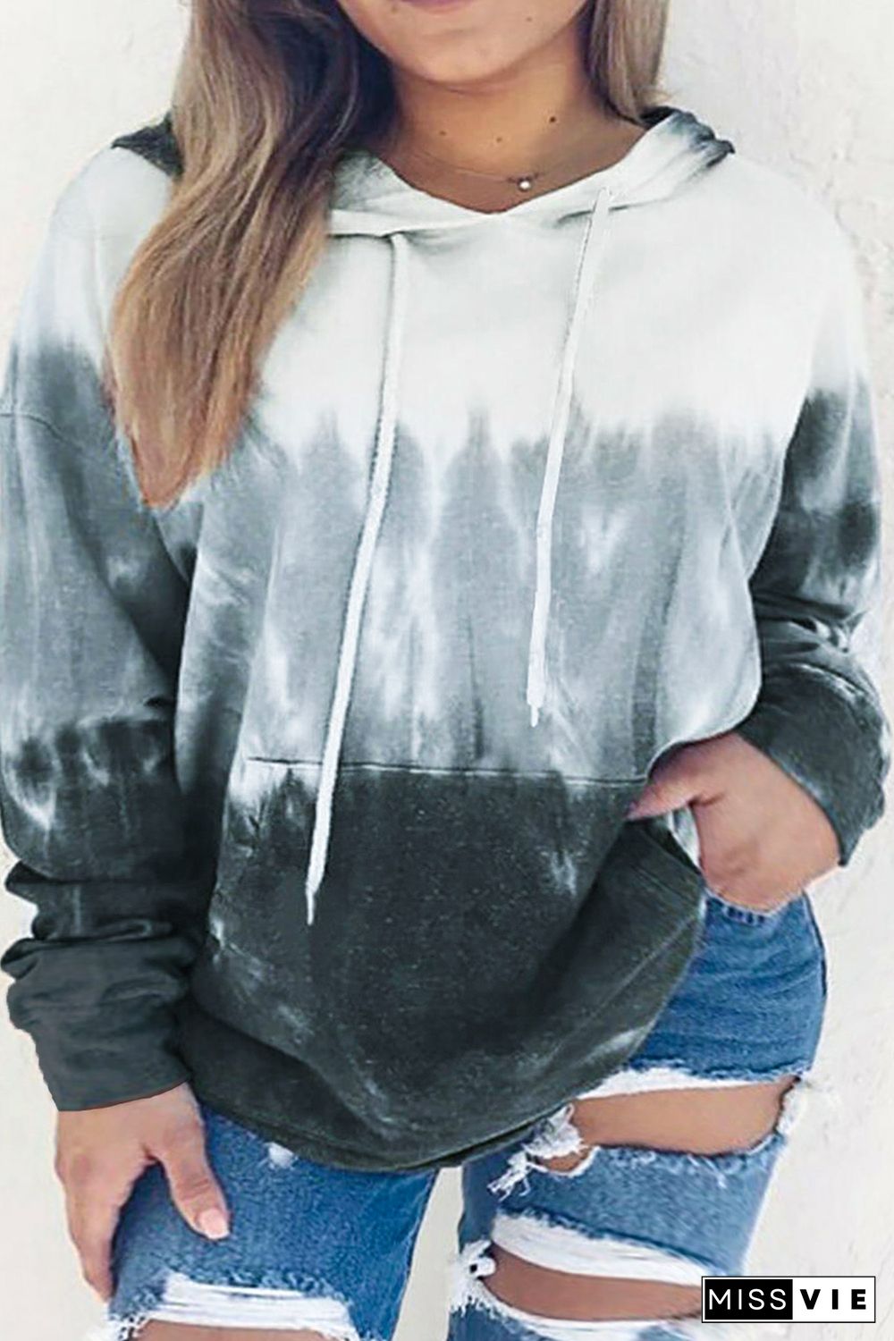 Grey Gradient Colorblock Pullover Plus Size Hoodie