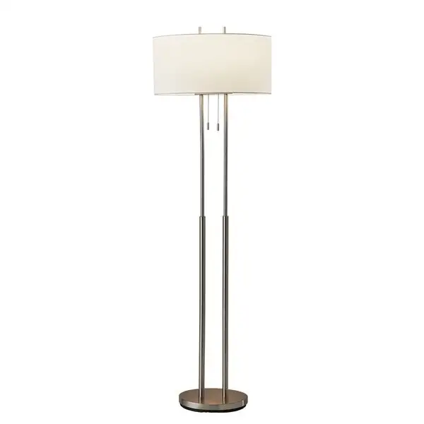 Strick and Bolton Lissie Brushed Steel Double Socket Floor Lamp