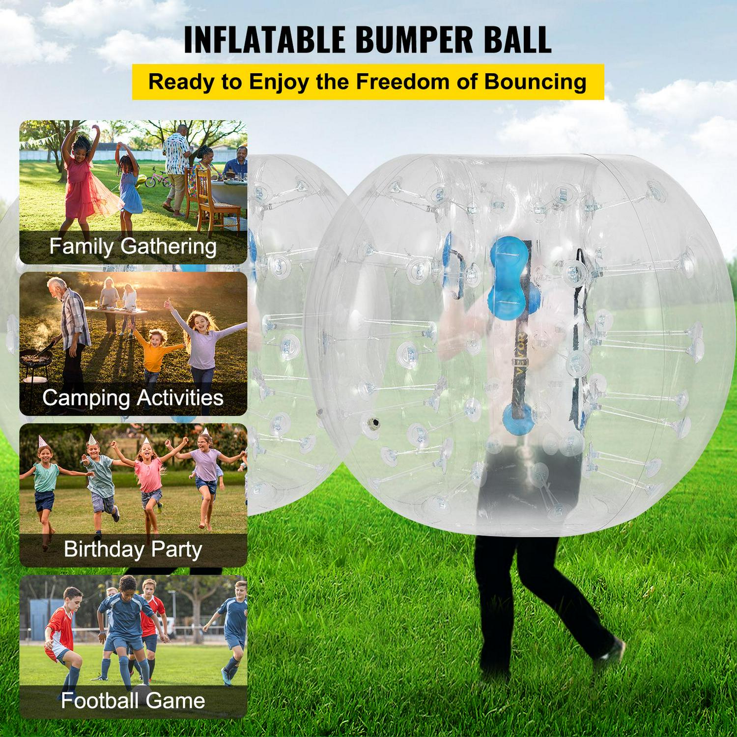 VEVOR Inflatable Bumper Balls 2 PCS ，Bumper Bubble Balls 4ft， Inflatable Bumper Ball with PVC Material ， Inflatable Body Zorb Ball for Adults and Teens Outdoor Activities