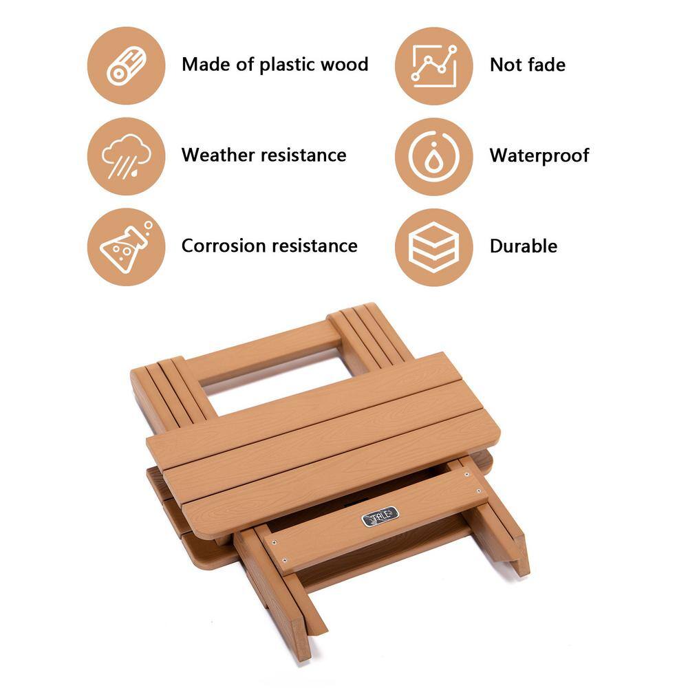 Portable Brown Folding Side Table Square Plastic Wood Table Is Perfect For Outdoor Camping Picnic GM-47