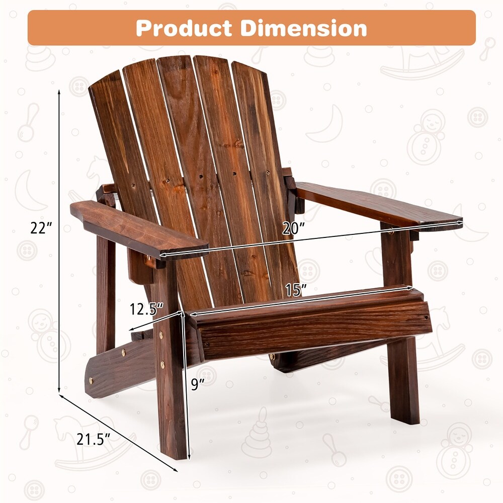 Costway Kid's Adirondack Chair Patio Wood High Backrest Arm Rest 110