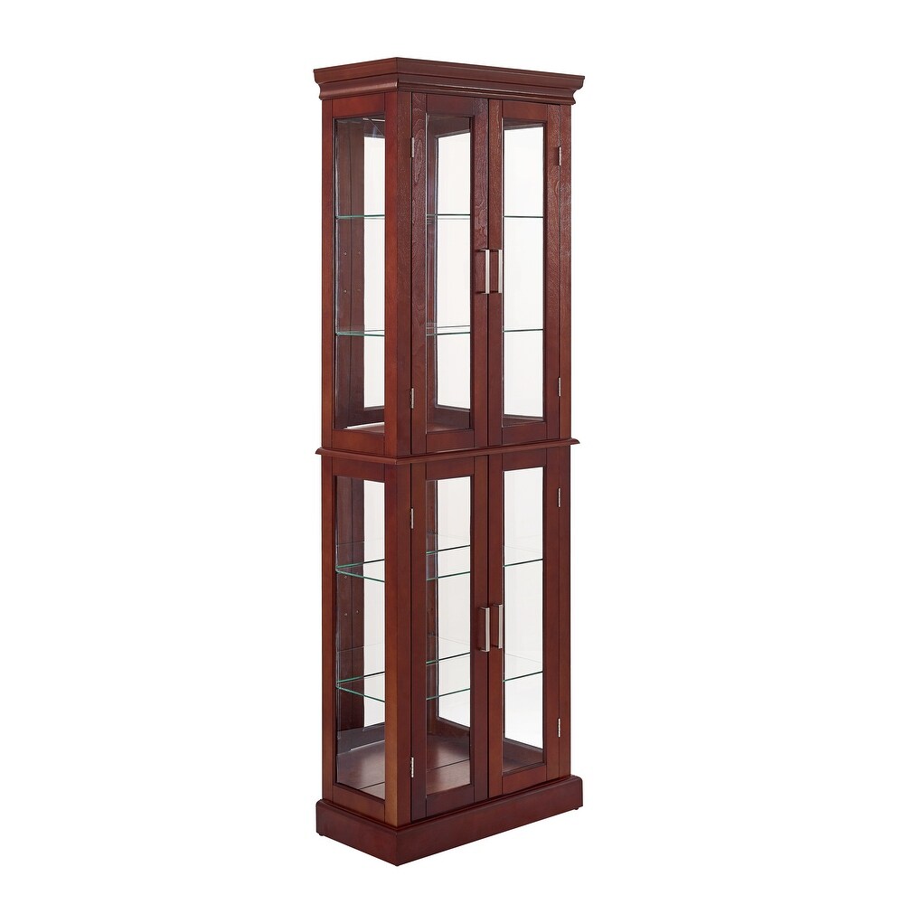 Curio Diapaly Cabinet with Adjustable Shelves and Mirrored Back Panel