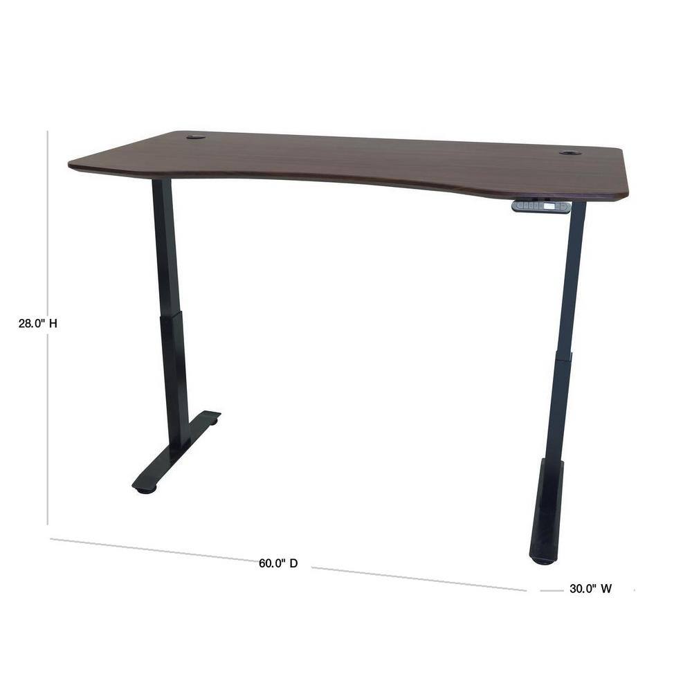 Motionwise 60 in. Rectangular WalnutBlack Standing Desk with Adjustable Height Feature SDD60A